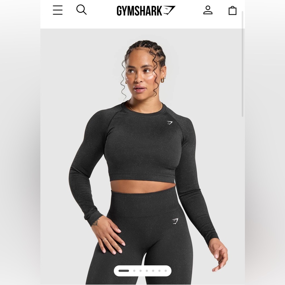 Gymshark ADAPT FLECK SEAMLESS LONG SLEEVE CROP TOP Women’s Medium Mineral Black